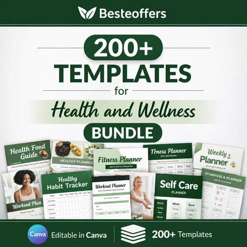 200+ Canva Templates for Health & Wellness Bundle
